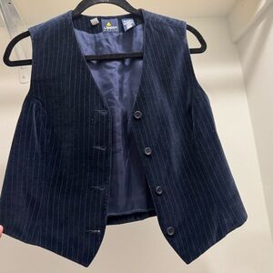 Women's Navy Pinstripe Velvet Vest - fits like a Medium